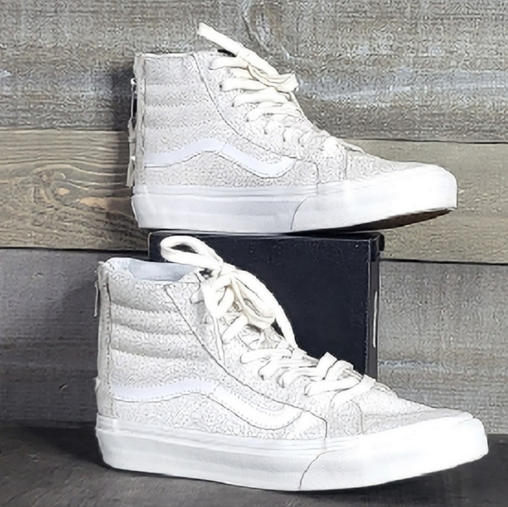 Vans SK8-Hi Slim Zip High-Top Crackled Suede Sneakers